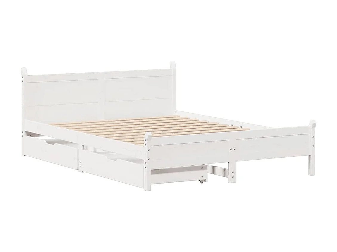 Lit double | Lit adulte | Cadre de lit blanc 135x190 cm bois de pin massif