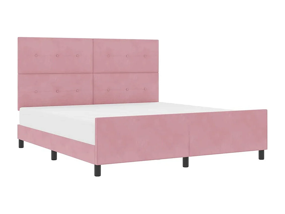 Lit double | Lit adulte | Cadre de lit avec tête de lit Rose 180x200 cm Velours