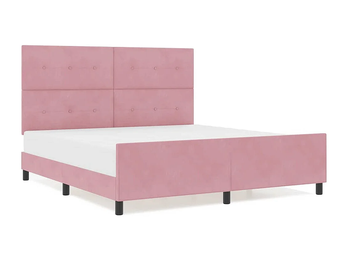 Lit double | Lit adulte | Cadre de lit avec tête de lit Rose 180x200 cm Velours