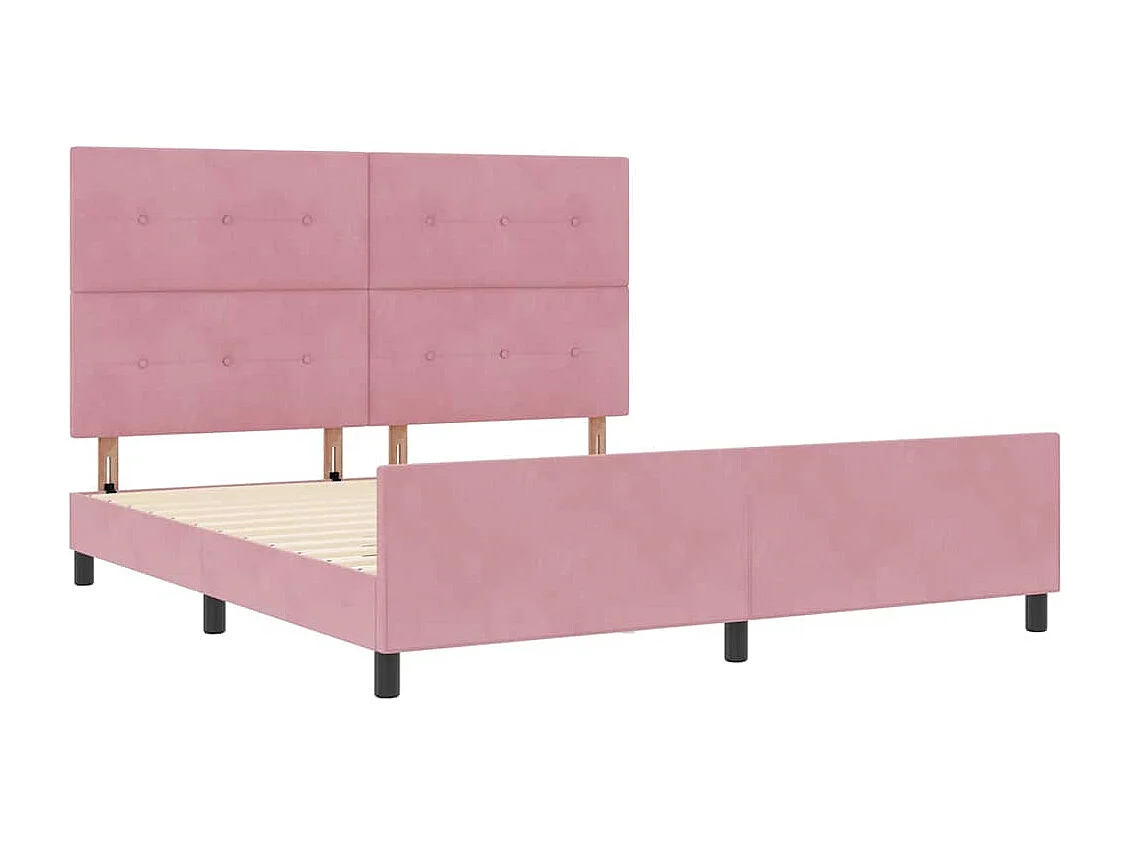 Lit double | Lit adulte | Cadre de lit avec tête de lit Rose 180x200 cm Velours