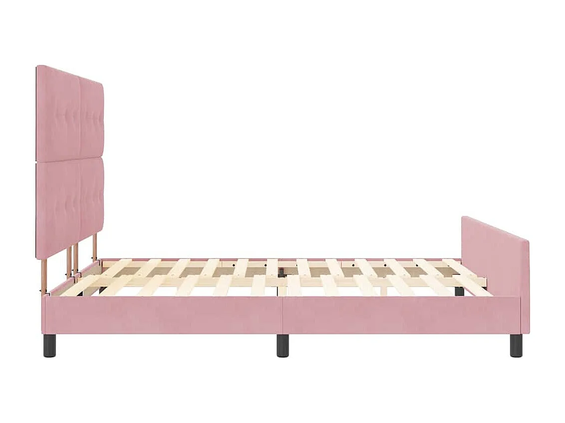 Lit double | Lit adulte | Cadre de lit avec tête de lit Rose 180x200 cm Velours