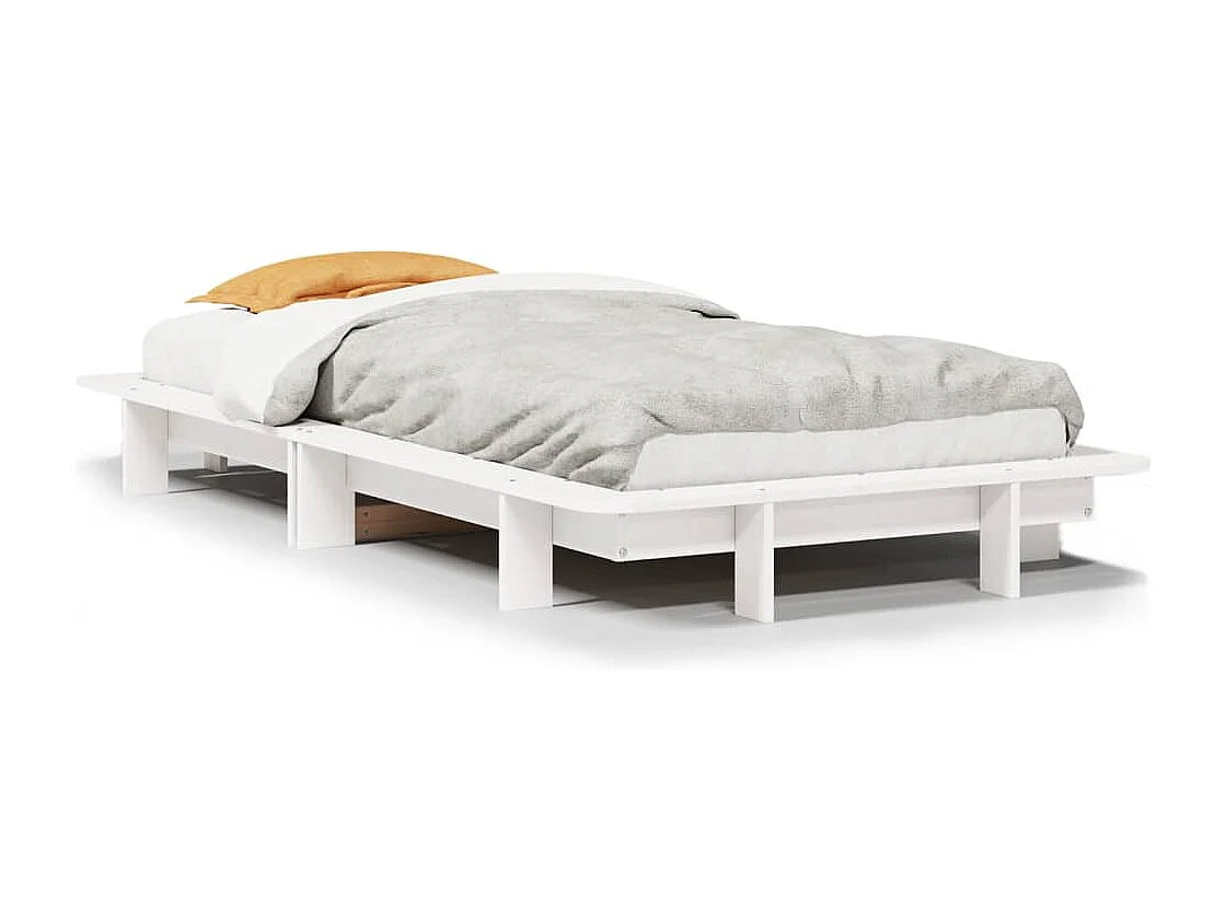 Lit simple | Lit adulte, enfant | Cadre de lit blanc 75x190 cm bois de pin massif