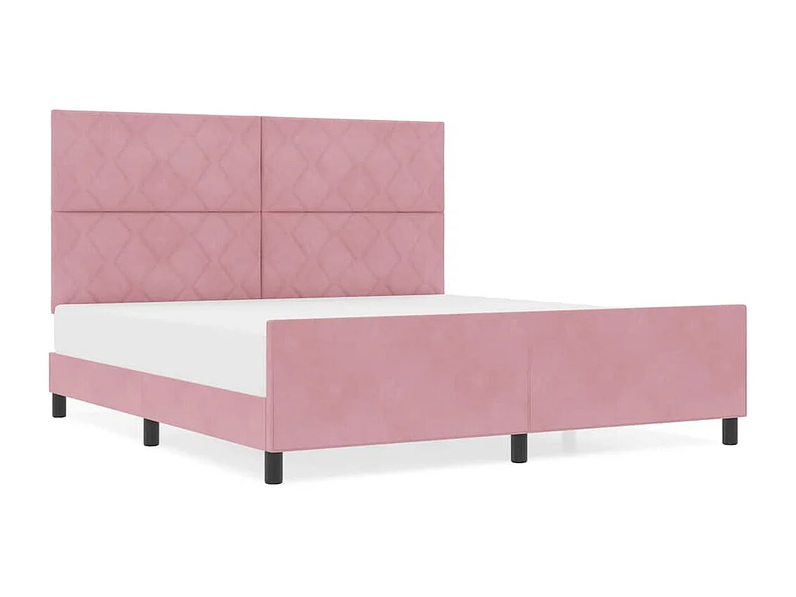 Lit double | Lit adulte | Cadre de lit avec tête de lit Rose 180x200 cm Velours