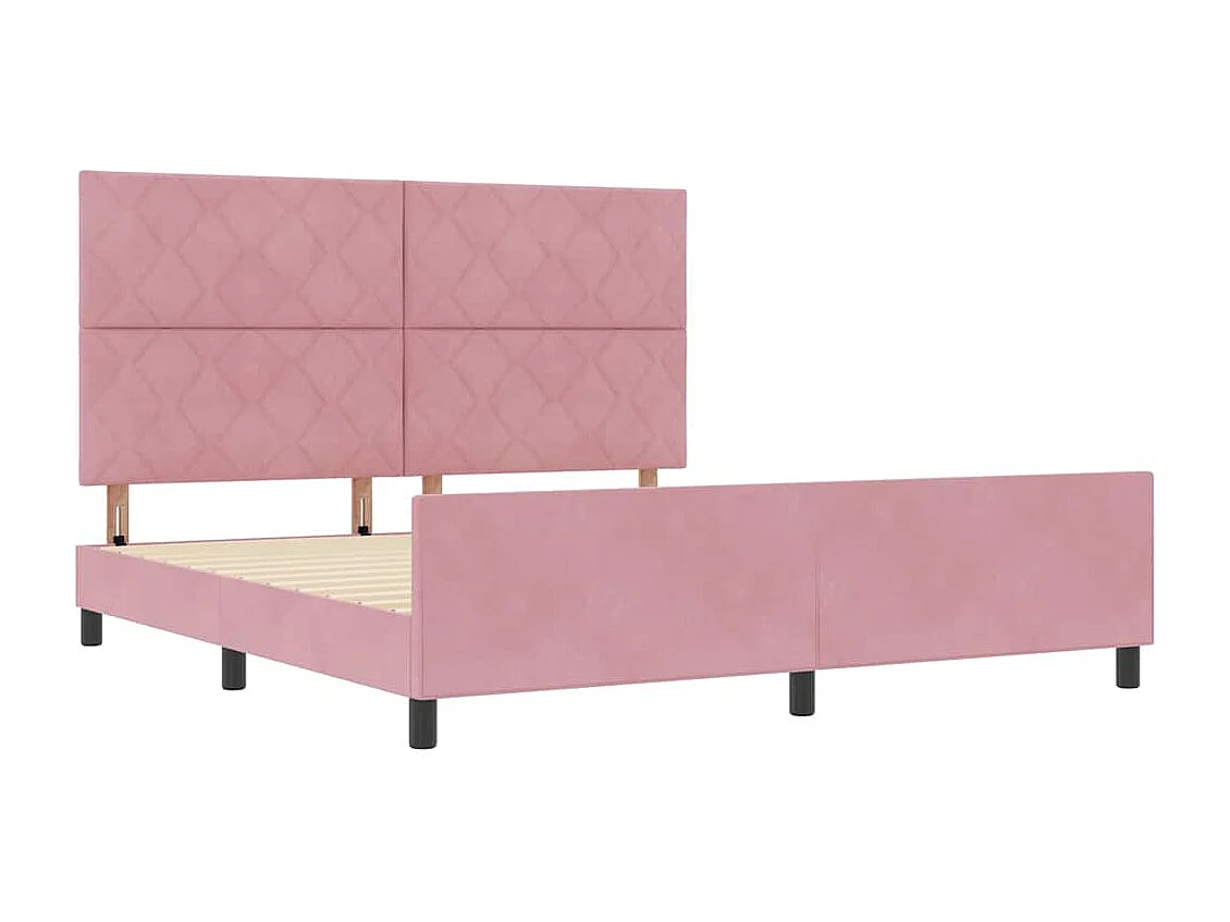Lit double | Lit adulte | Cadre de lit avec tête de lit Rose 180x200 cm Velours
