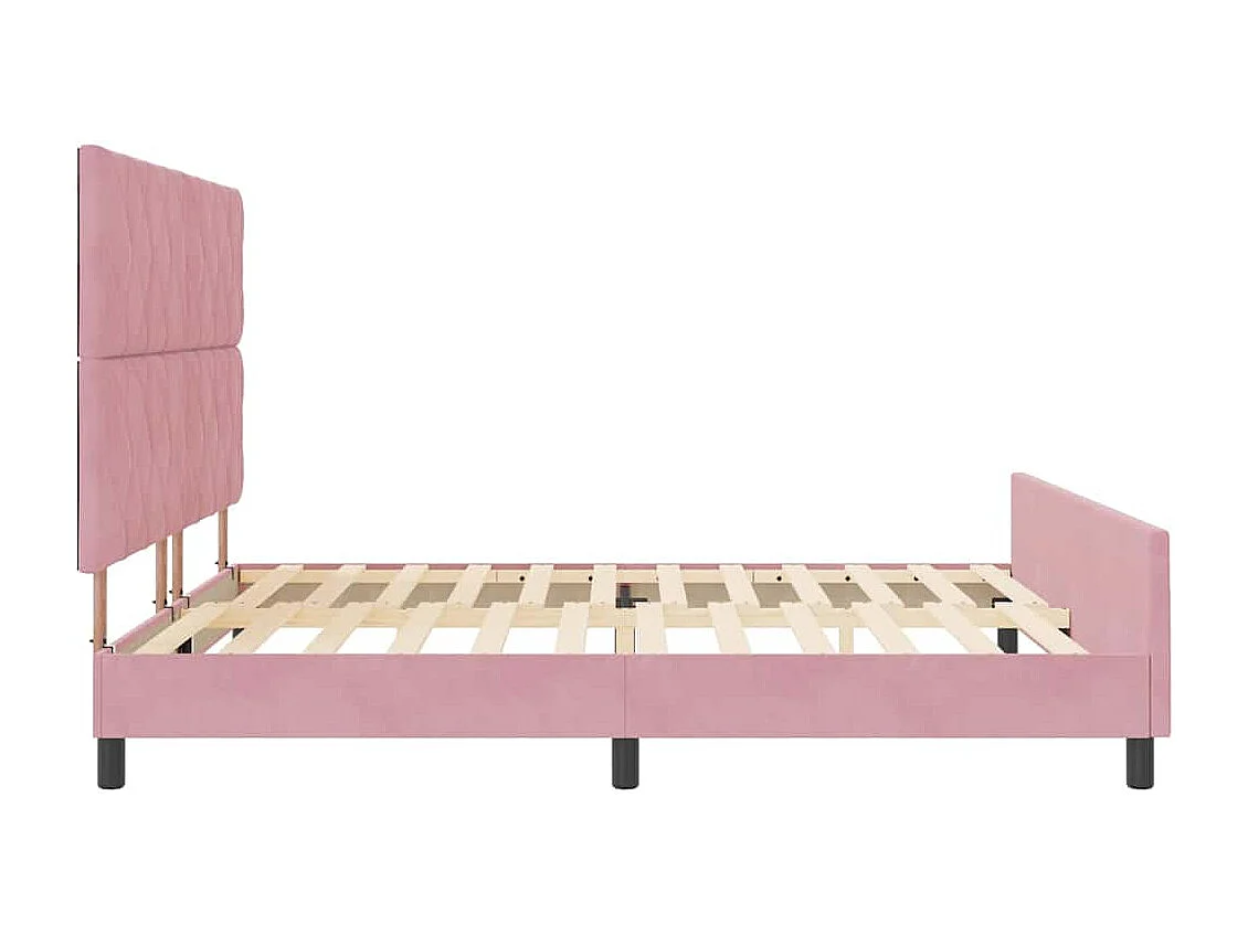 Lit double | Lit adulte | Cadre de lit avec tête de lit Rose 180x200 cm Velours