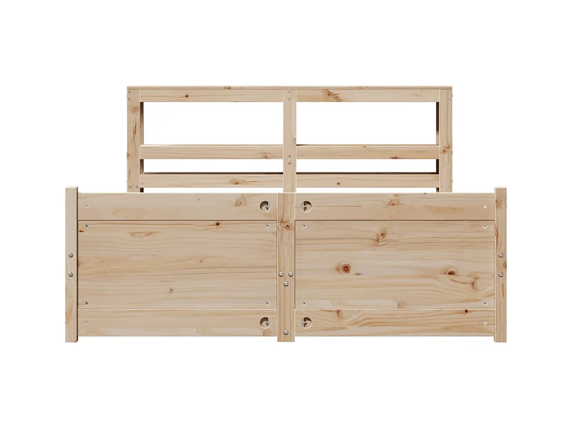 Letto per adulti | Letto matrimoniale | Giroletto con Testiera 150x200 cm in Legno Massello di Pino