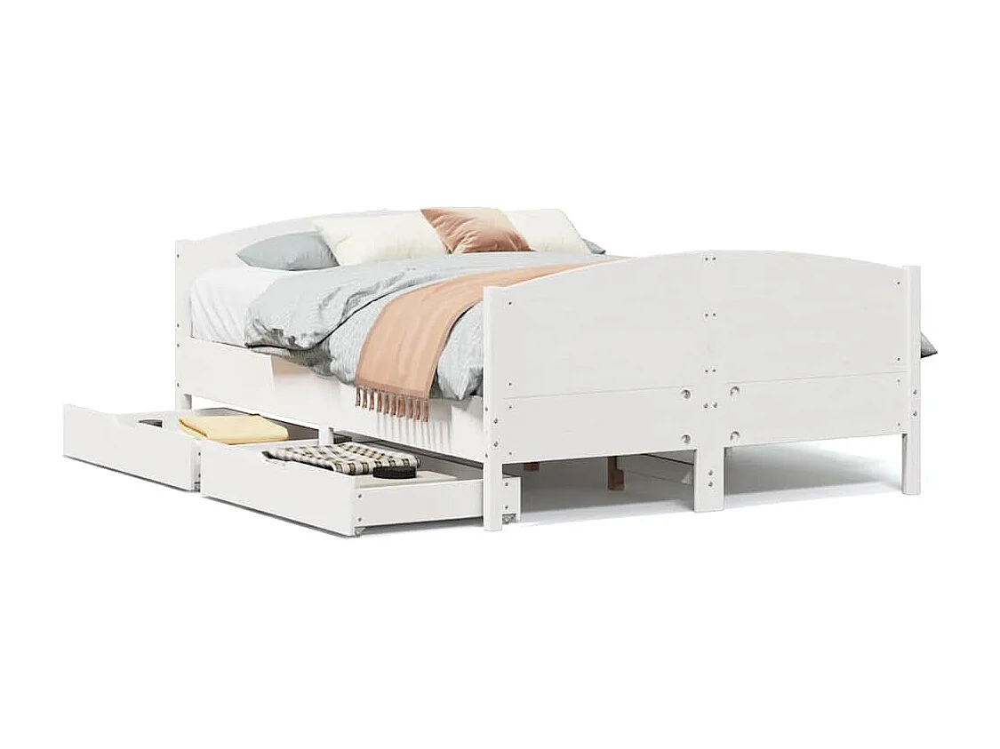 Lit simple | Lit adulte, enfant | Cadre de lit blanc 120x190 cm bois de pin massif