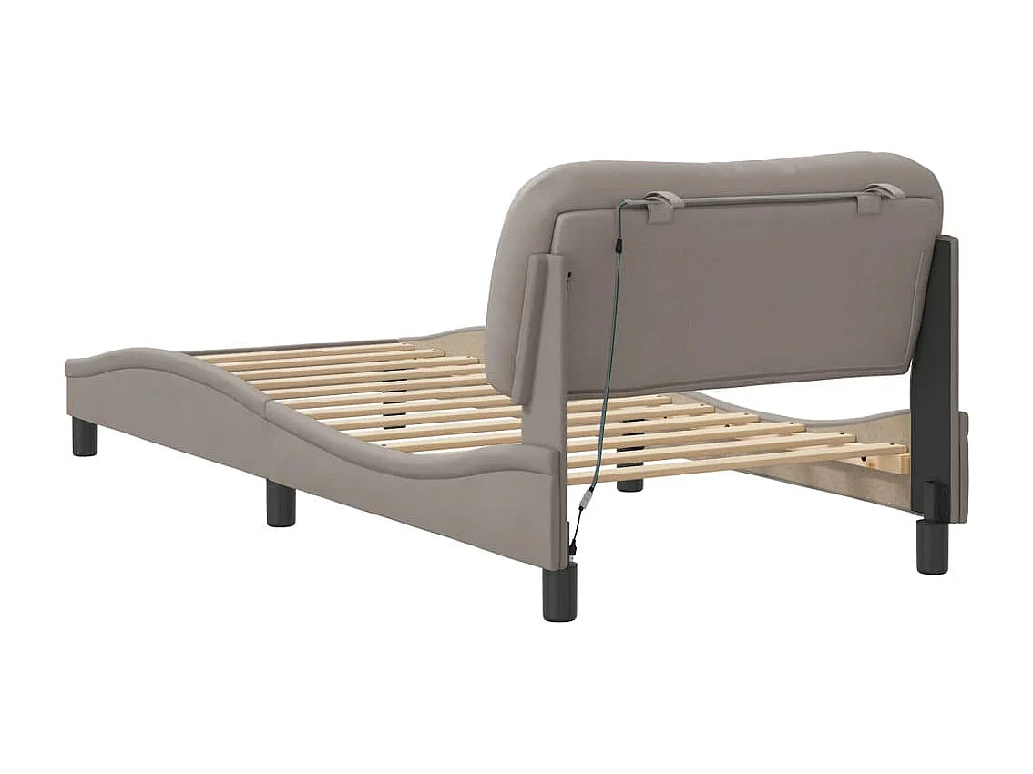 Lit simple | Lit adulte, enfant | Cadre de lit avec LED taupe 80x200 cm tissu