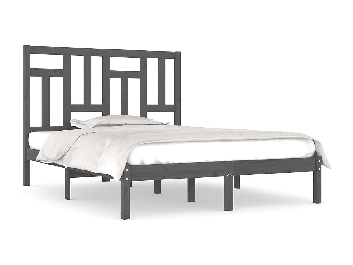 Bedframe | Tweepersoonsbed massief grenenhout grijs 200x200 cm