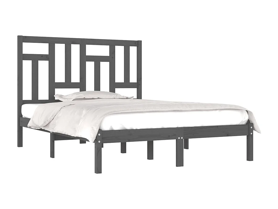Bedframe | Tweepersoonsbed massief grenenhout grijs 200x200 cm