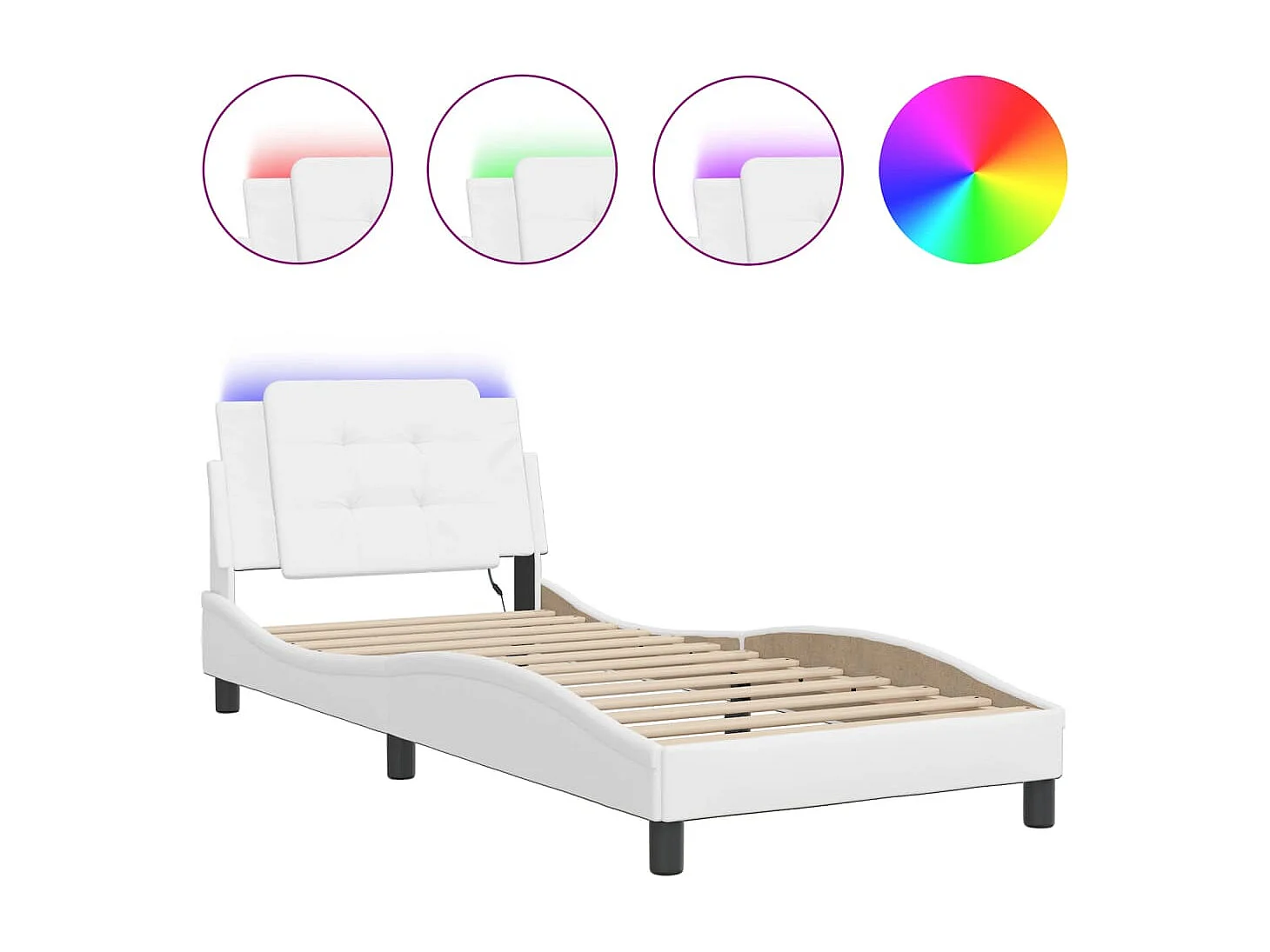 Bedframe | Eenpersoonsbed met LED zonder matras "Zadar" wit 80x200 cm