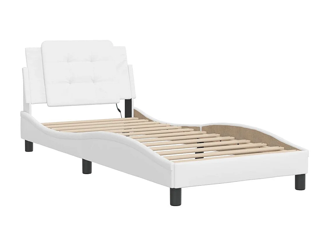 Bedframe | Eenpersoonsbed met LED zonder matras "Zadar" wit 80x200 cm
