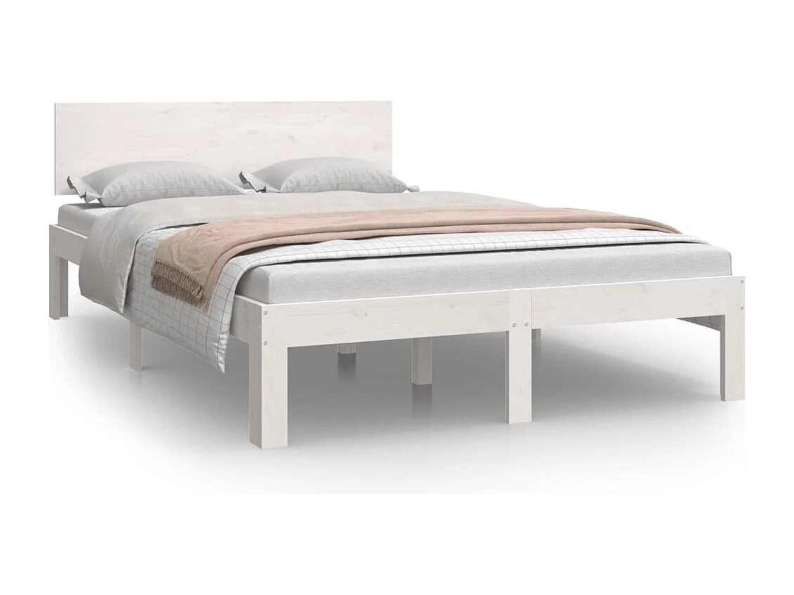 Lit simple | Lit adulte, enfant | Cadre de lit blanc bois de pin massif 120x200 cm