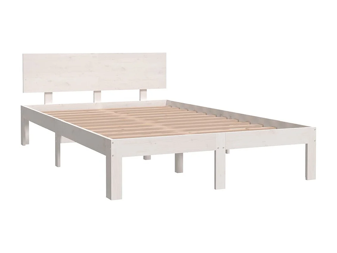 Lit simple | Lit adulte, enfant | Cadre de lit blanc bois de pin massif 120x200 cm