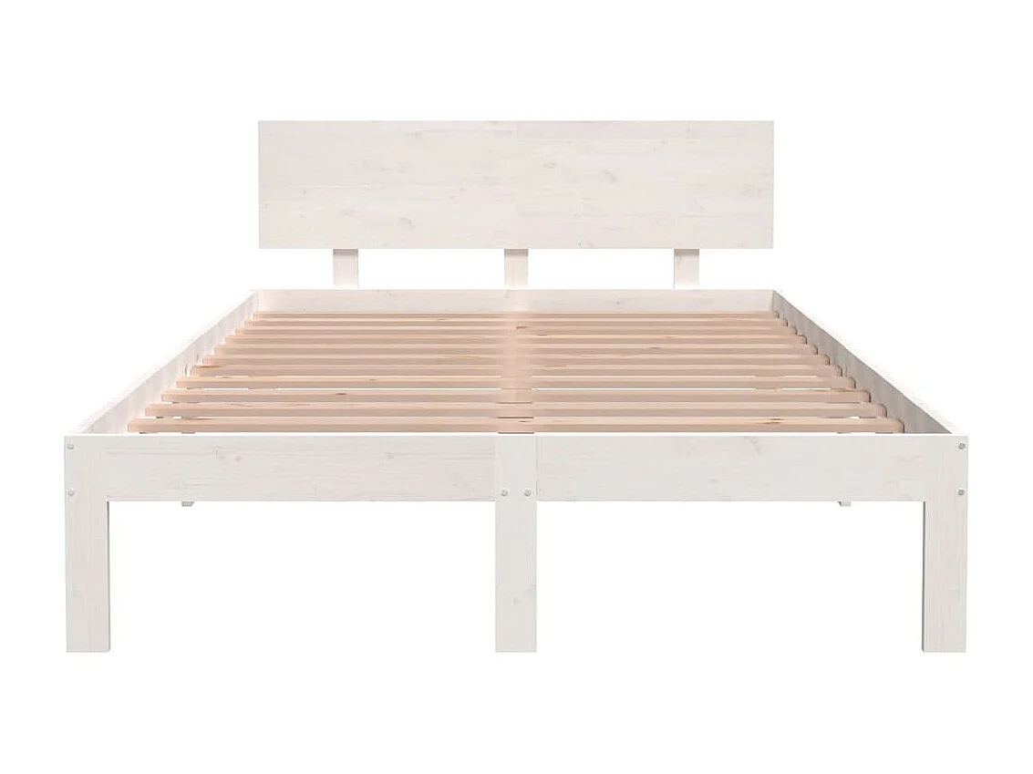 Lit simple | Lit adulte, enfant | Cadre de lit blanc bois de pin massif 120x200 cm