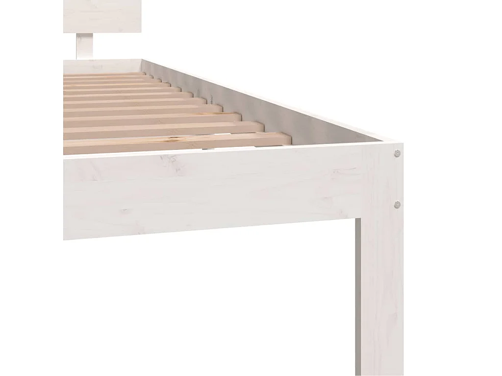 Lit simple | Lit adulte, enfant | Cadre de lit blanc bois de pin massif 120x200 cm