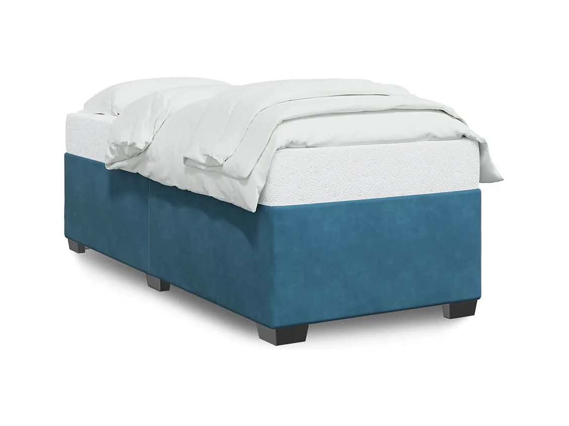 Lit simple | Lit adulte, enfant | Cadre de lit bleu 90x200 cm velours
