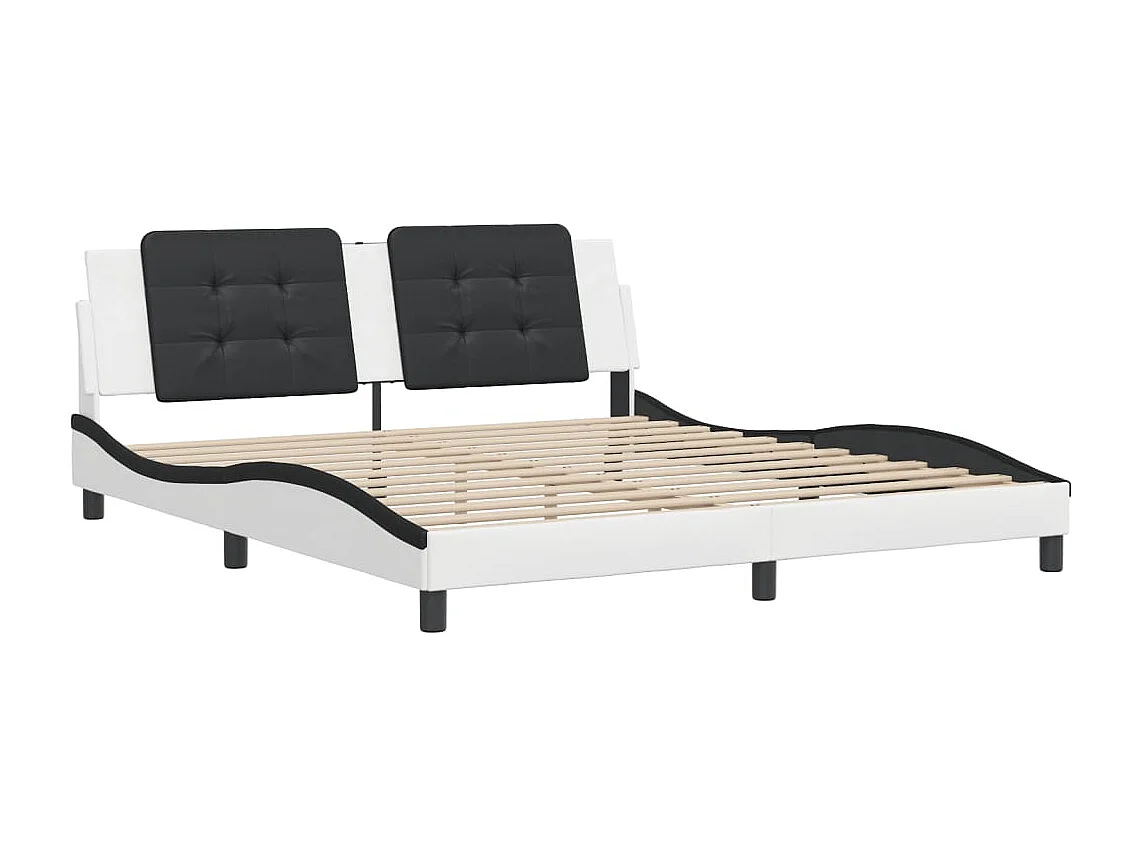 Lit double | Lit adulte | Cadre de lit blanc et noir 180x200 cm similicuir