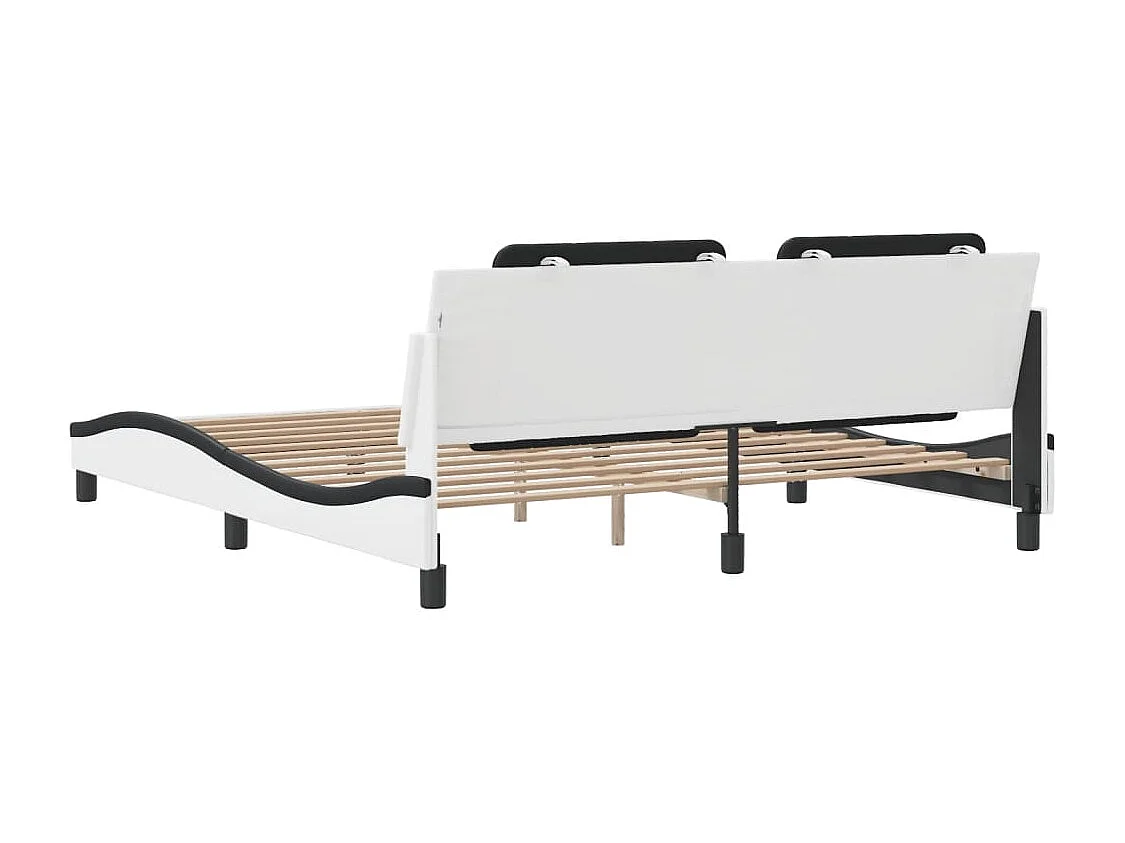 Lit double | Lit adulte | Cadre de lit blanc et noir 180x200 cm similicuir