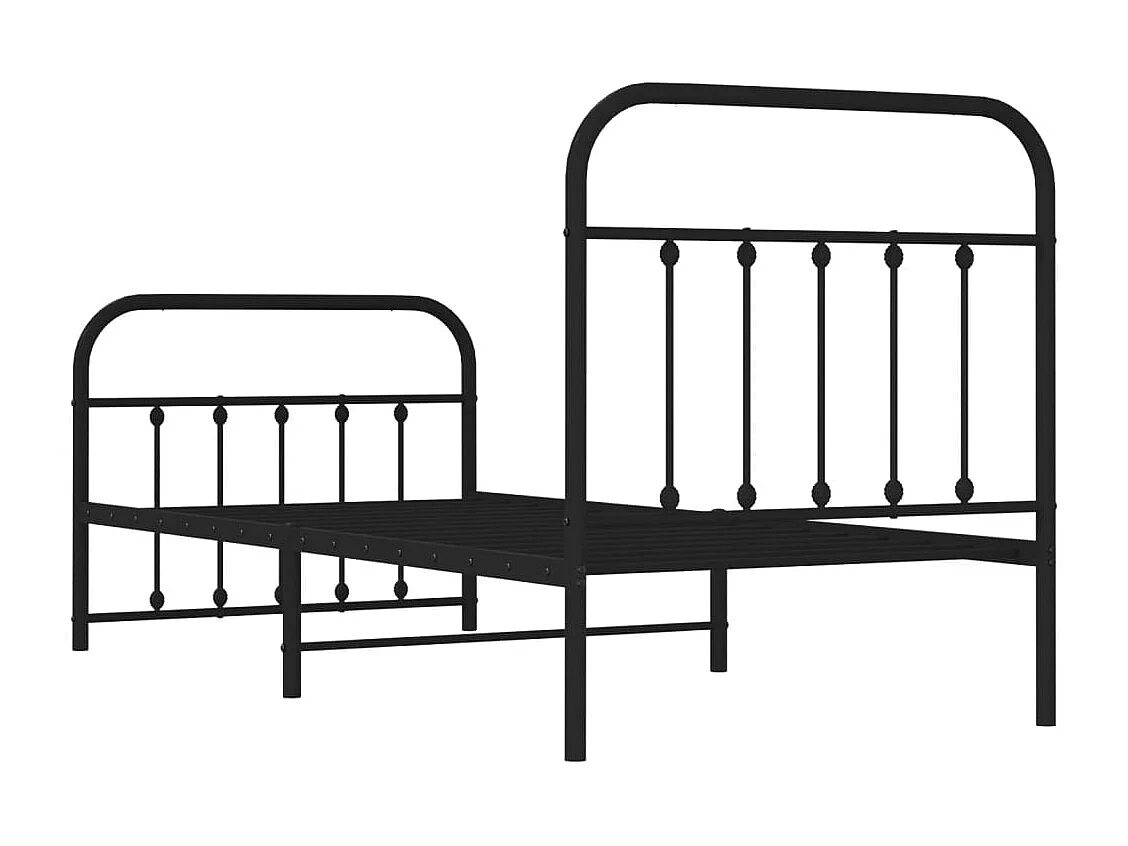 Lit simple | Lit adulte, enfant | Cadre de lit métal avec pied de lit noir 90x200 cm