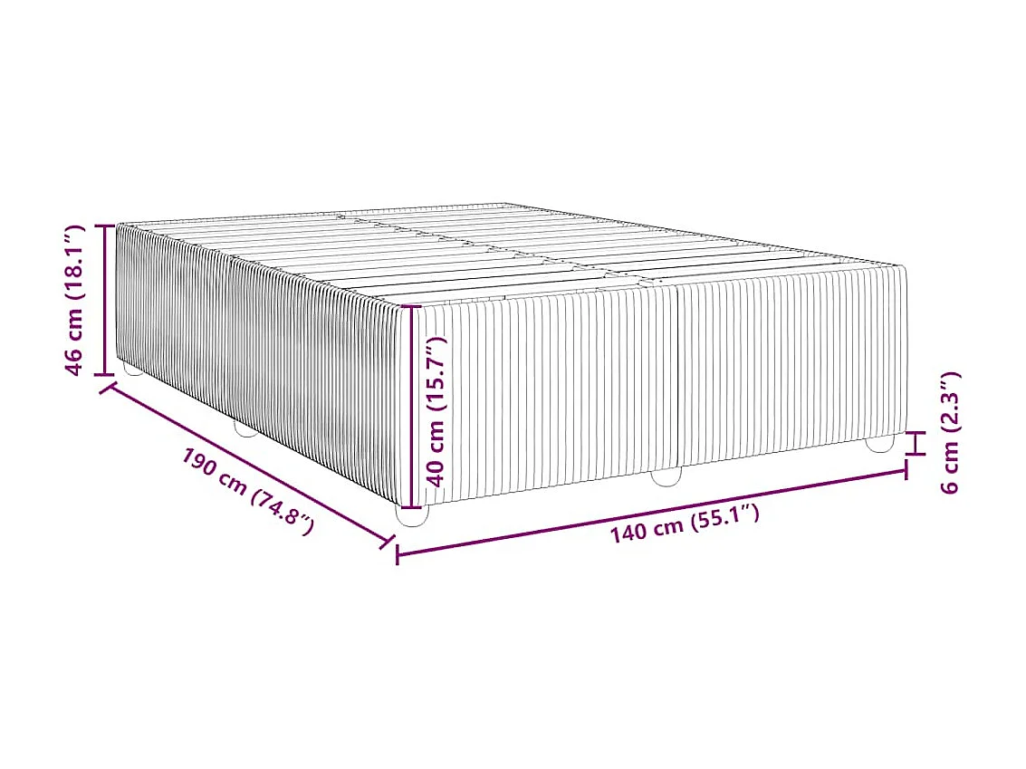 Lit double | Lit adulte | Cadre de lit gris foncé 140x190 cm velours