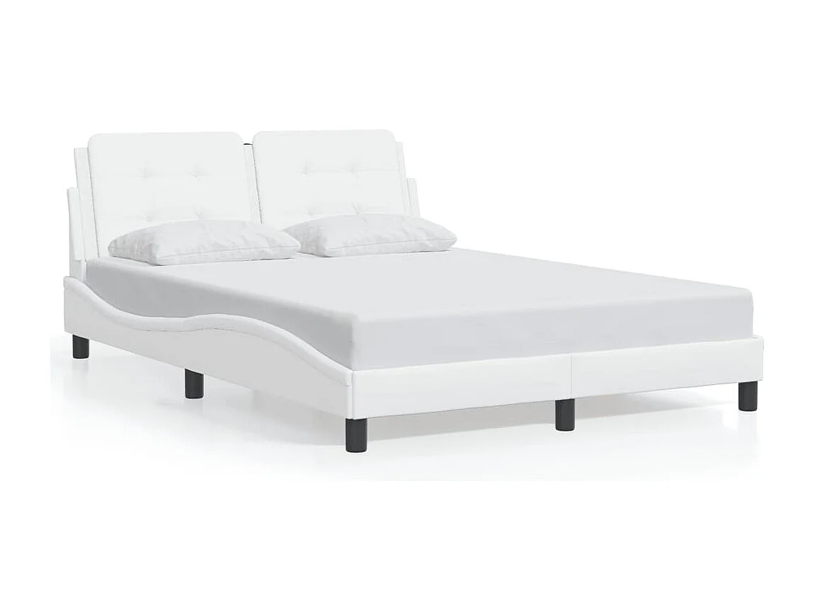 Lit simple | Lit adulte, enfant | Cadre de lit blanc 120x200 cm similicuir