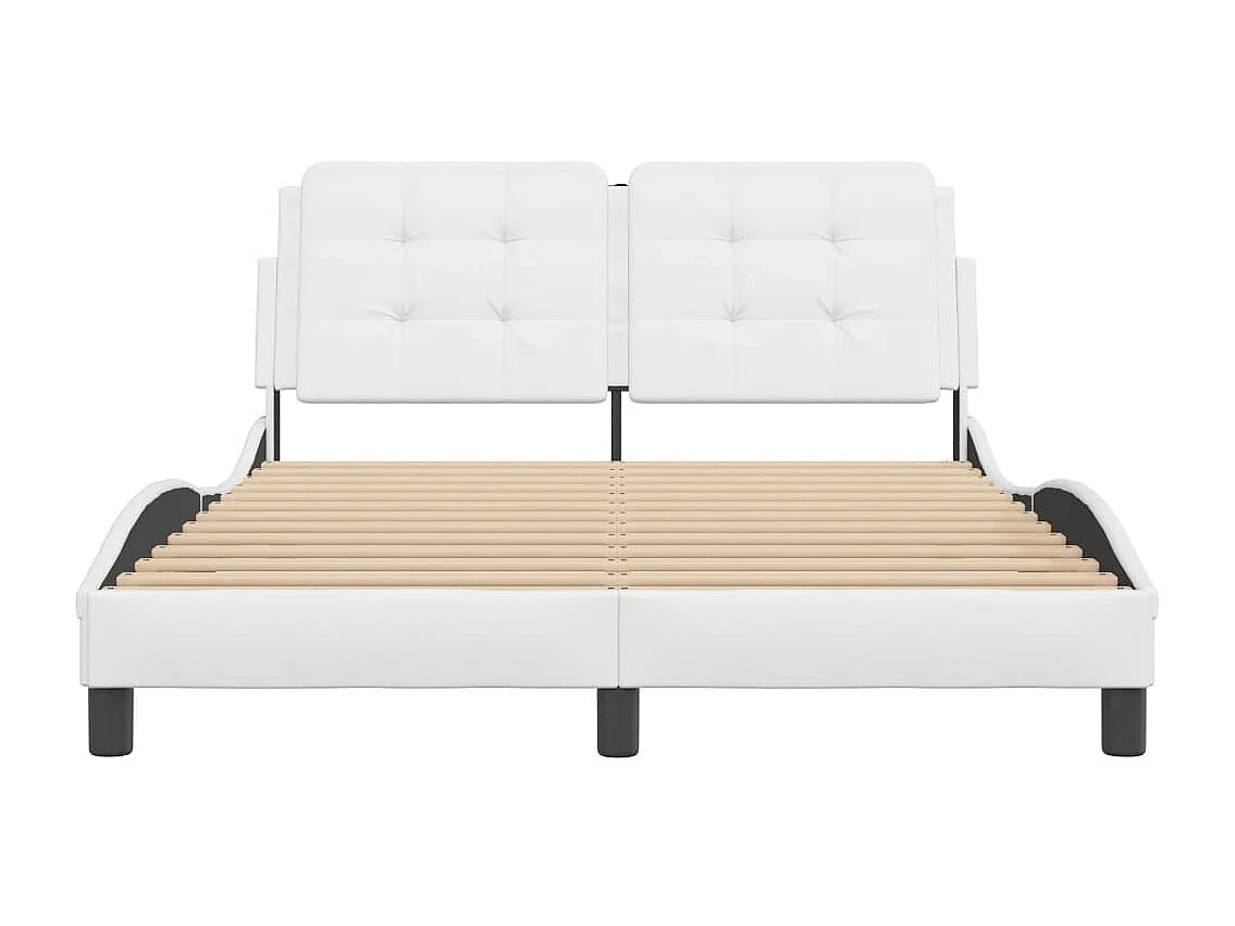 Lit simple | Lit adulte, enfant | Cadre de lit blanc 120x200 cm similicuir