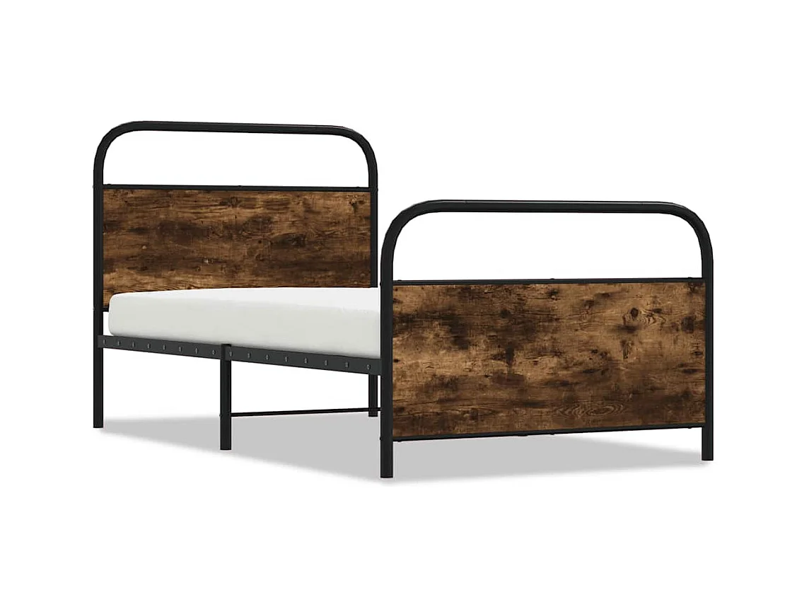 Letto per adulti | Letto singolo | Giroletto senza Materasso Rovere Fumo 107x203 cm in Truciolato