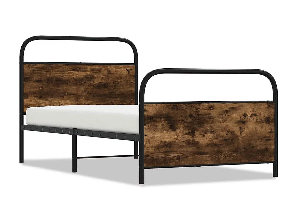 Lit simple | Lit adulte, enfant | Cadre de lit 107x203 cm chêne fumé bois ingénierie