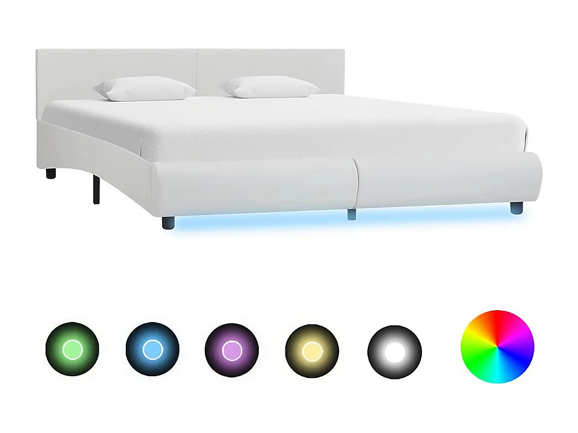 Letto per adulti | Letto matrimoniale | Giroletto con LED senza Materasso Bianco 180x200 cm
