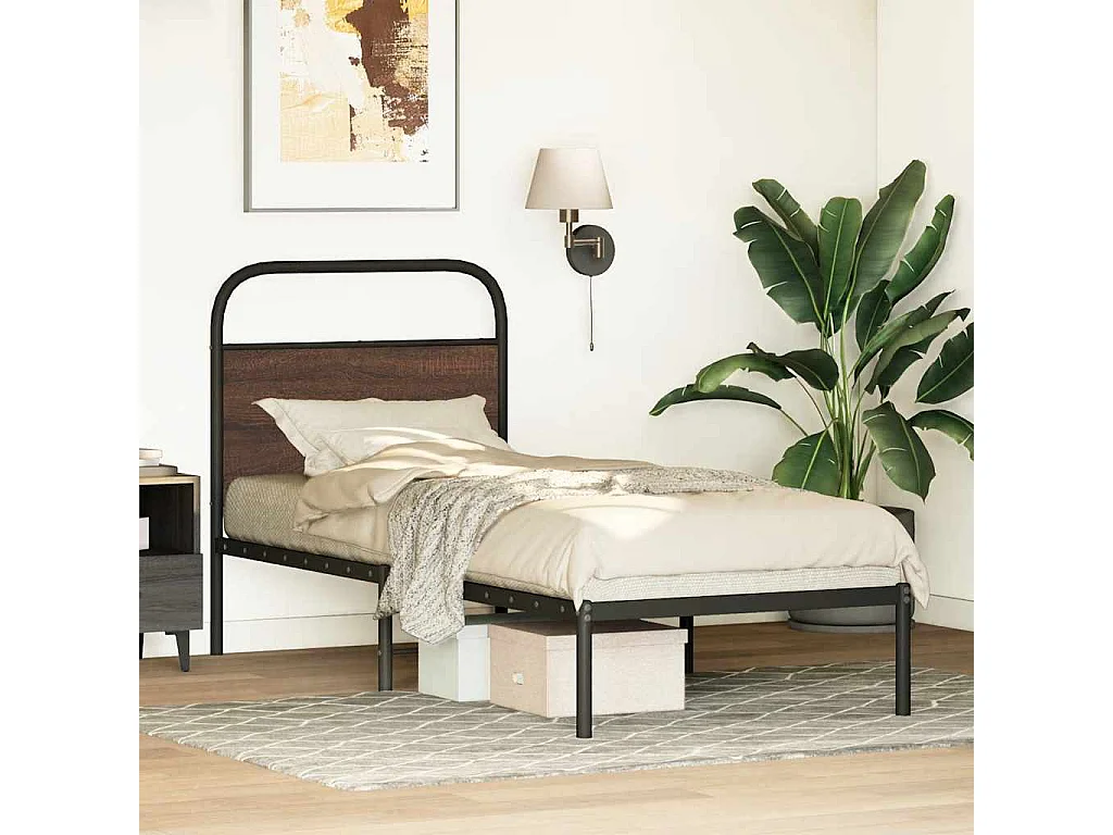 Letto per adulti | Letto singolo | Giroletto senza Materasso Rovere Marrone 75x190cm in Truciolato