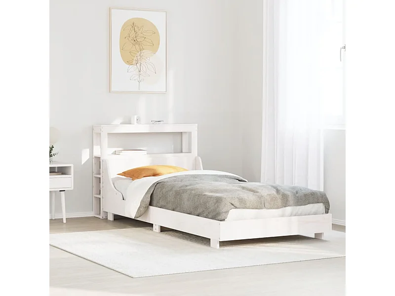 Lit simple | Lit adulte, enfant | Cadre de lit blanc 90x190 cm bois de pin massif