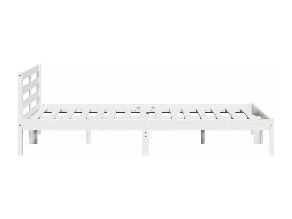 Lit double | Lit adulte | Cadre de lit Blanc 210x140 cm Bois massif en pin