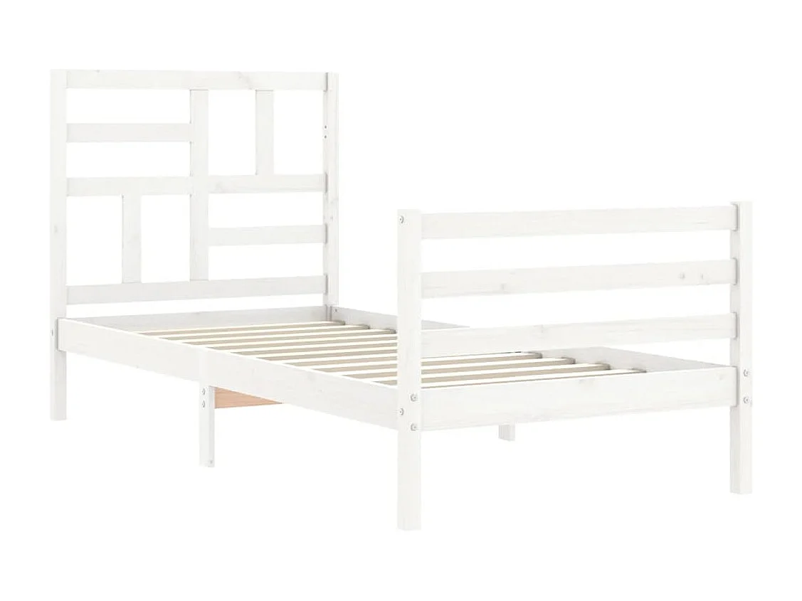 Lit simple | Lit adulte, enfant | Cadre de lit blanc 100x200 cm bois massif