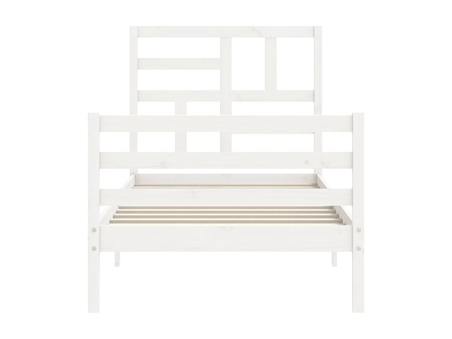 Lit simple | Lit adulte, enfant | Cadre de lit blanc 100x200 cm bois massif