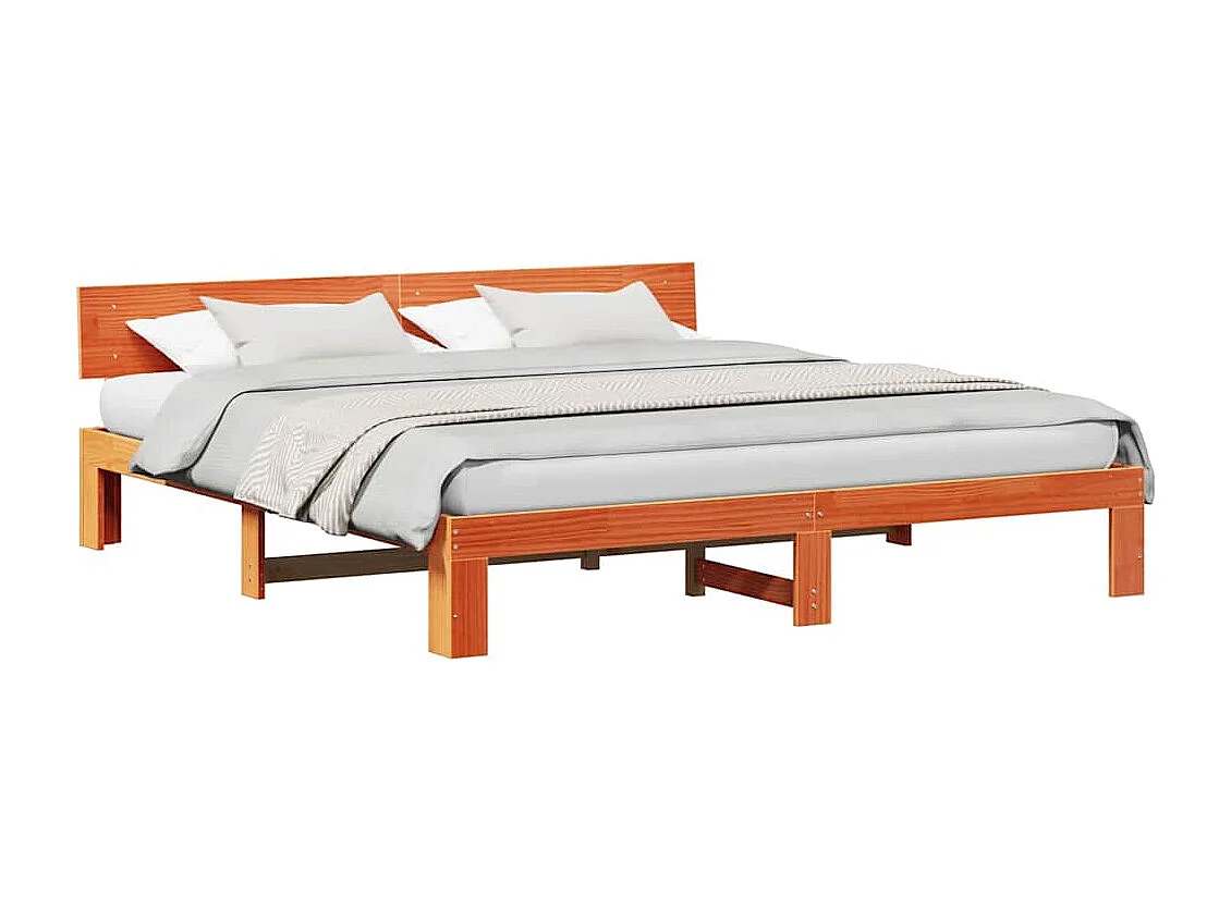 Lit double | Lit adulte | Cadre de lit Marron 180x200 cm Bois de pin massif