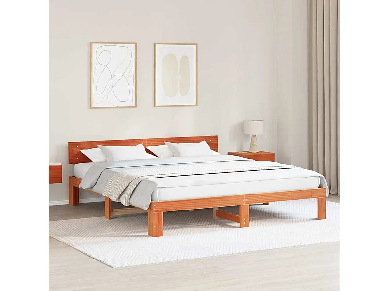 Lit double | Lit adulte | Cadre de lit Marron 180x200 cm Bois de pin massif