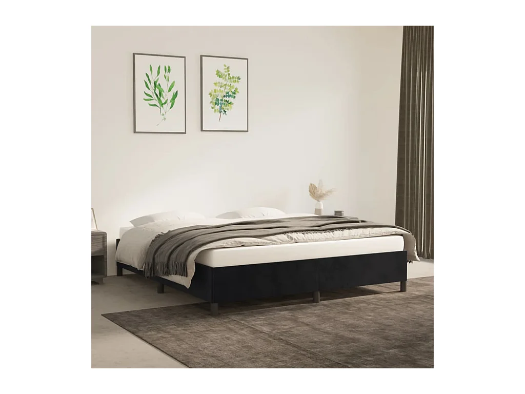 Lit double | Lit adulte | Cadre de lit noir 180x200 cm velours