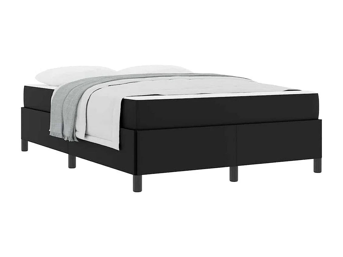 Lit double | Lit adulte | Cadre de lit avec matelas Noir 140x190 cm Faux cuir