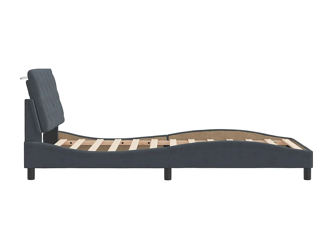 Lit simple | Lit adulte, enfant | Cadre de lit avec LED gris foncé 100x200cm velours