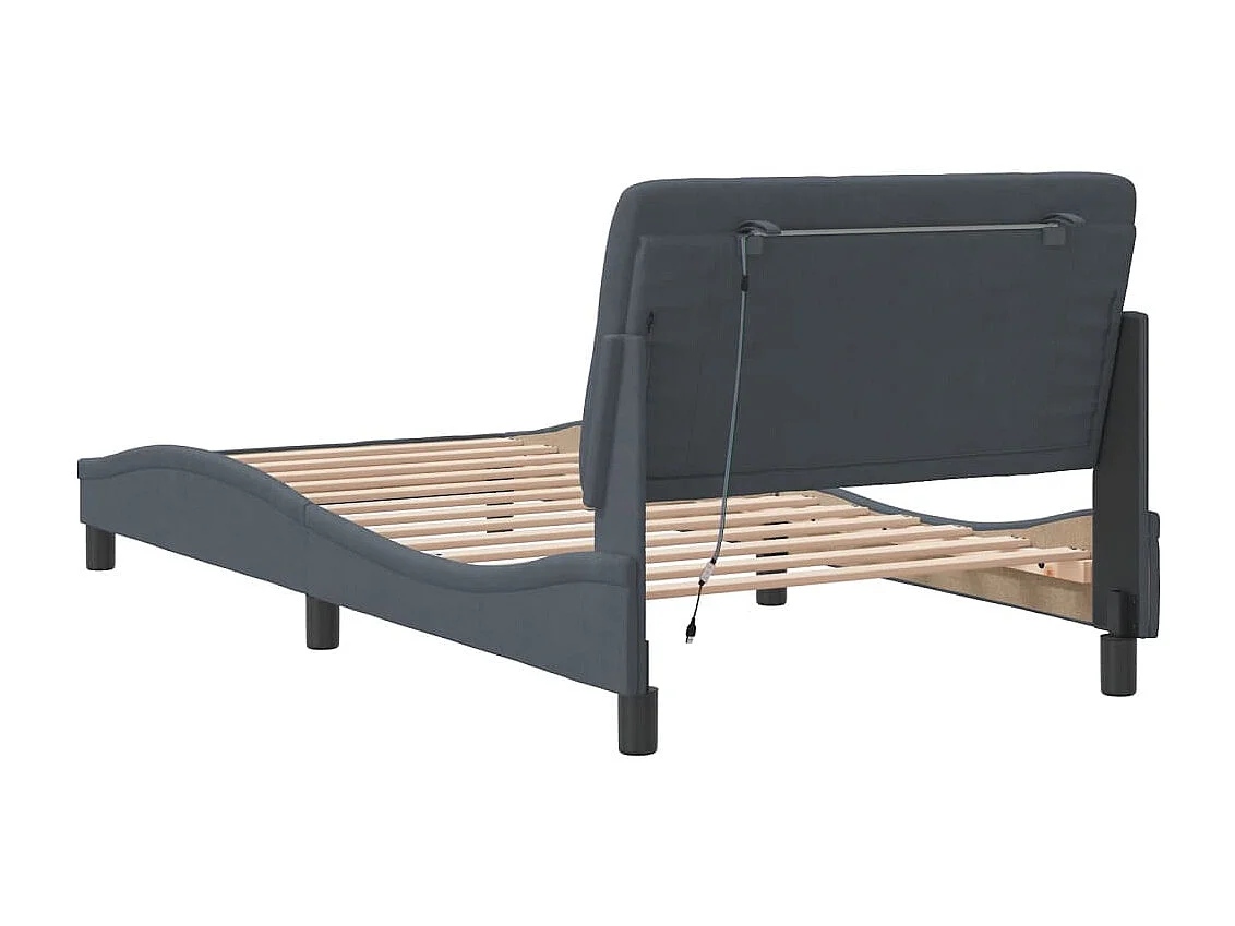 Lit simple | Lit adulte, enfant | Cadre de lit avec LED gris foncé 100x200cm velours