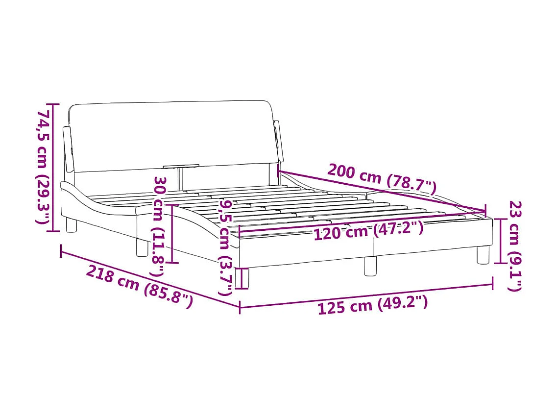 Lit simple | Lit adulte, enfant | Cadre de lit noir 120x200 cm velours