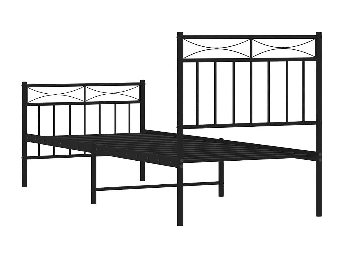 Lit simple | Lit adulte, enfant | Cadre de lit métal avec pied de lit noir 80x200 cm