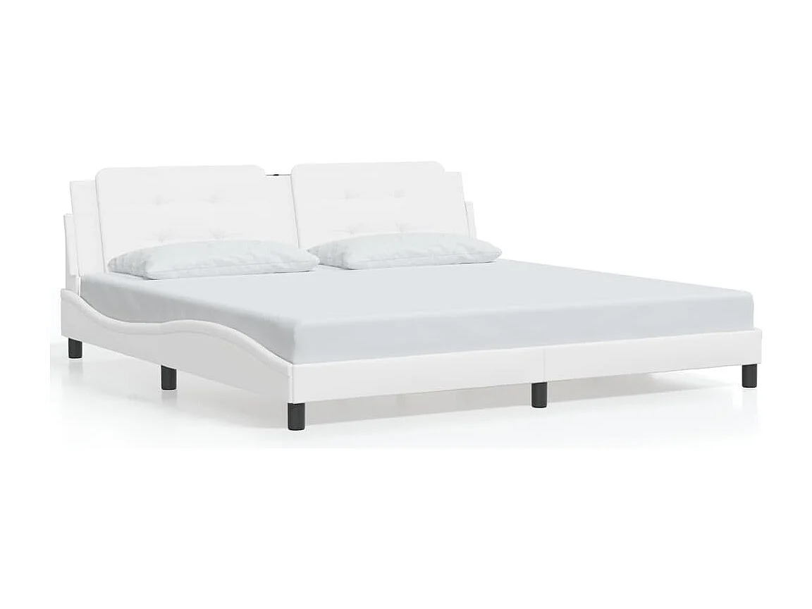 Letto per adulti | Letto matrimoniale | Giroletto senza Materasso Zadar Bianco 200x200 cm in Similpelle