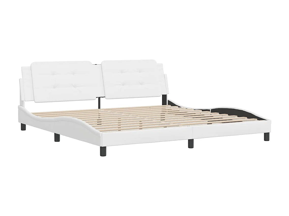 Letto per adulti | Letto matrimoniale | Giroletto senza Materasso Zadar Bianco 200x200 cm in Similpelle