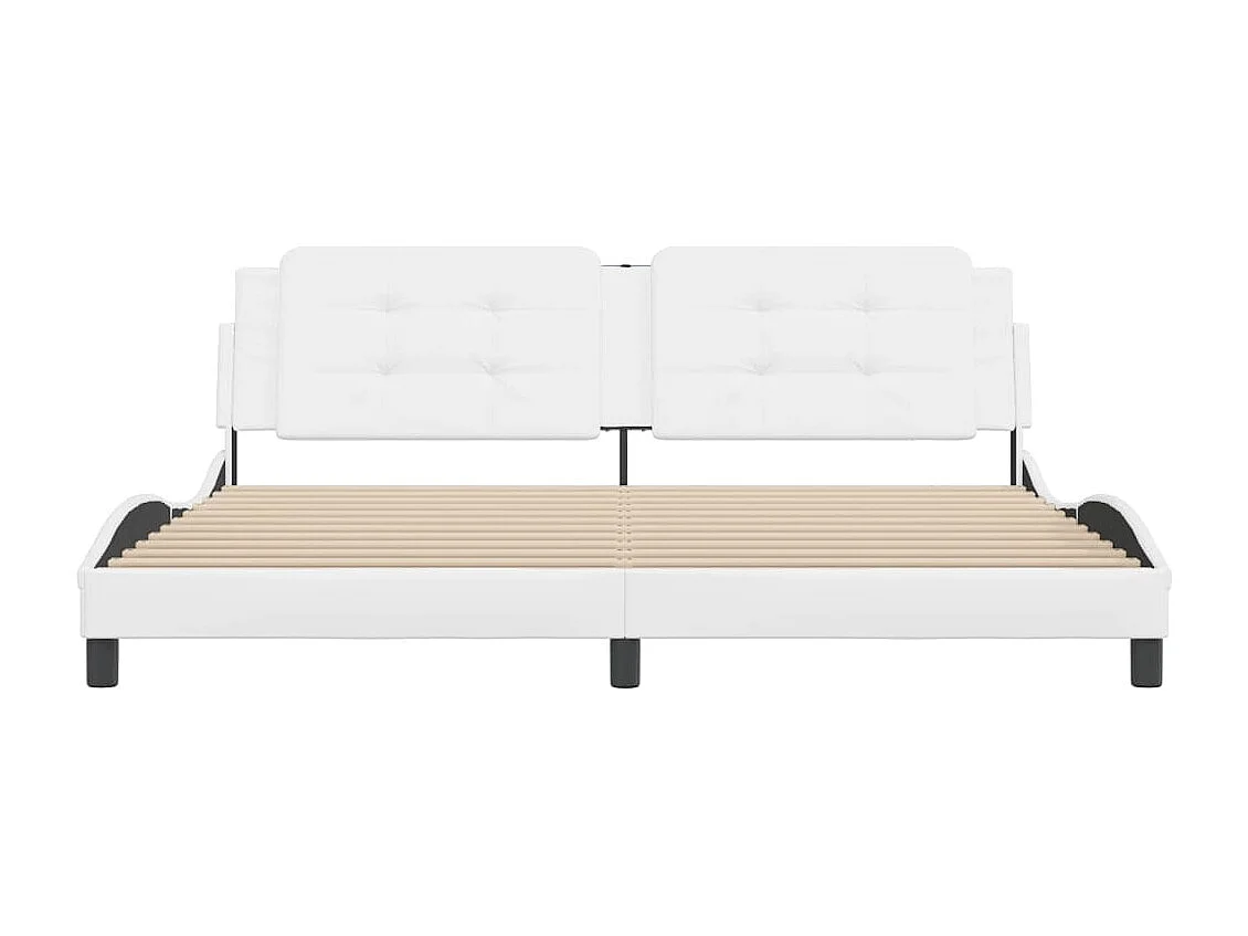 Letto per adulti | Letto matrimoniale | Giroletto senza Materasso Zadar Bianco 200x200 cm in Similpelle