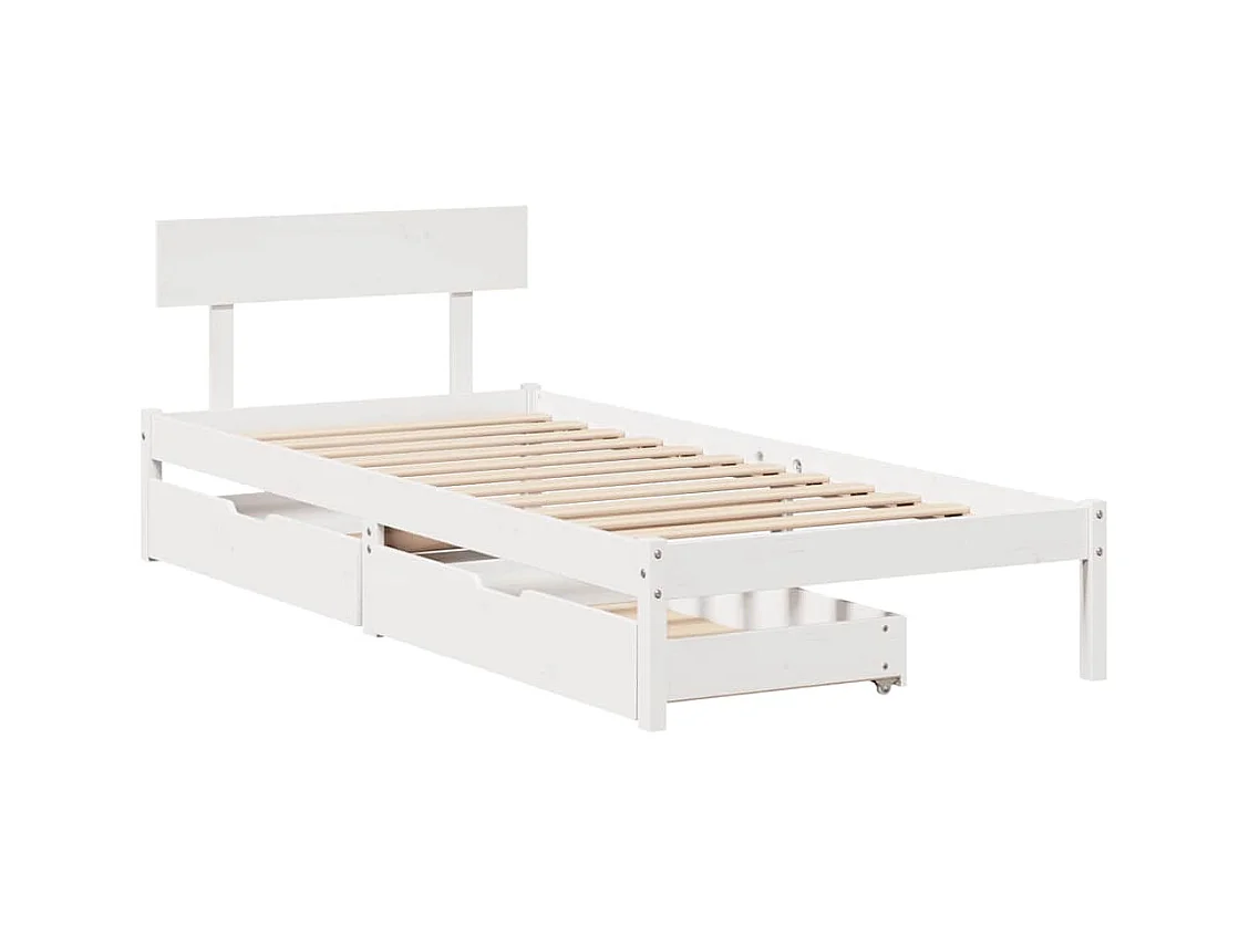 Letto per adulti | Letto singolo | Giroletto senza Materasso Bianco 100x200 cm Legno Massello Pino