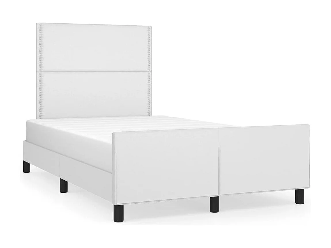 Lit simple | Lit adulte, enfant | Cadre de lit blanc 120x200 cm similicuir