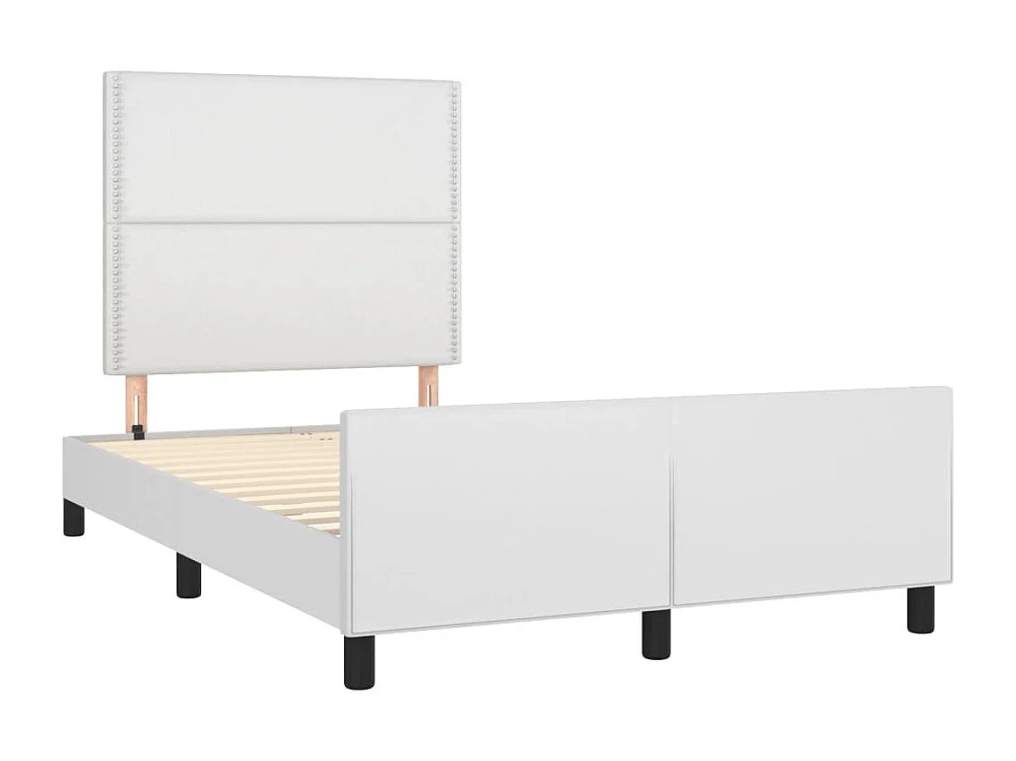 Lit simple | Lit adulte, enfant | Cadre de lit blanc 120x200 cm similicuir