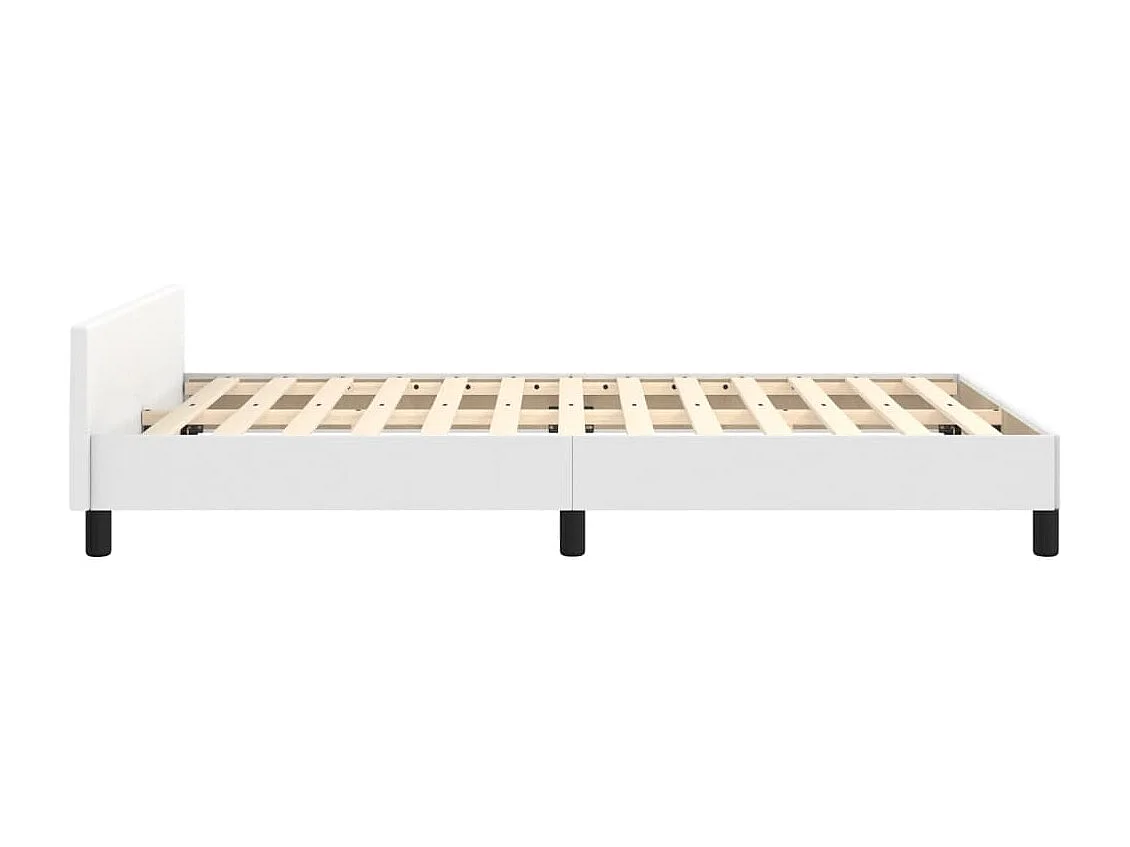 Lit simple | Lit adulte, enfant | Cadre de lit blanc 120x200 cm similicuir